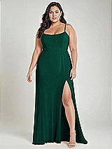 Alt View 2 Thumbnail - Hunter Green Scoop Neck Convertible Tie-Strap Maxi Dress with Front Slit