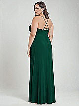 Alt View 3 Thumbnail - Hunter Green Scoop Neck Convertible Tie-Strap Maxi Dress with Front Slit