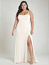 Alt View 2 Thumbnail - Ivory Scoop Neck Convertible Tie-Strap Maxi Dress with Front Slit