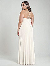 Alt View 3 Thumbnail - Ivory Scoop Neck Convertible Tie-Strap Maxi Dress with Front Slit