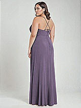 Alt View 3 Thumbnail - Lavender Scoop Neck Convertible Tie-Strap Maxi Dress with Front Slit