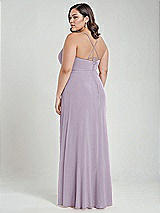 Alt View 3 Thumbnail - Lilac Haze Scoop Neck Convertible Tie-Strap Maxi Dress with Front Slit