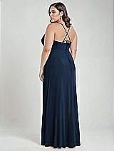 Alt View 3 Thumbnail - Midnight Navy Scoop Neck Convertible Tie-Strap Maxi Dress with Front Slit
