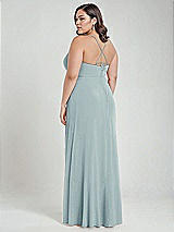 Alt View 3 Thumbnail - Morning Sky Scoop Neck Convertible Tie-Strap Maxi Dress with Front Slit