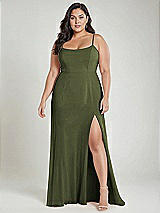 Alt View 2 Thumbnail - Olive Green Scoop Neck Convertible Tie-Strap Maxi Dress with Front Slit
