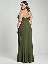 Alt View 3 Thumbnail - Olive Green Scoop Neck Convertible Tie-Strap Maxi Dress with Front Slit