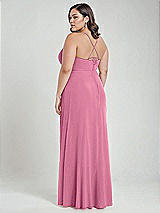 Alt View 3 Thumbnail - Orchid Pink Scoop Neck Convertible Tie-Strap Maxi Dress with Front Slit