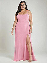 Alt View 2 Thumbnail - Peony Pink Scoop Neck Convertible Tie-Strap Maxi Dress with Front Slit