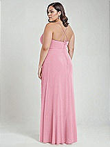 Alt View 3 Thumbnail - Peony Pink Scoop Neck Convertible Tie-Strap Maxi Dress with Front Slit