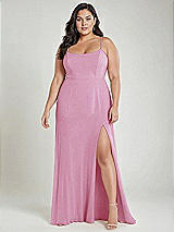 Alt View 2 Thumbnail - Powder Pink Scoop Neck Convertible Tie-Strap Maxi Dress with Front Slit