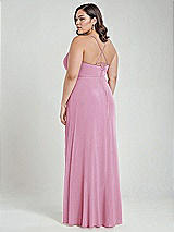 Alt View 3 Thumbnail - Powder Pink Scoop Neck Convertible Tie-Strap Maxi Dress with Front Slit