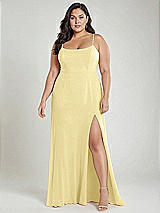 Alt View 2 Thumbnail - Pale Yellow Scoop Neck Convertible Tie-Strap Maxi Dress with Front Slit