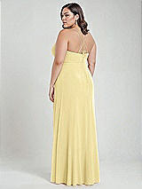 Alt View 3 Thumbnail - Pale Yellow Scoop Neck Convertible Tie-Strap Maxi Dress with Front Slit