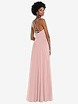 Rear View Thumbnail - Rose - PANTONE Rose Quartz Scoop Neck Convertible Tie-Strap Maxi Dress with Front Slit