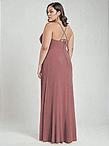 Alt View 3 Thumbnail - Rosewood Scoop Neck Convertible Tie-Strap Maxi Dress with Front Slit