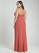 Alt View 3 Thumbnail - Coral Pink Scoop Neck Convertible Tie-Strap Maxi Dress with Front Slit