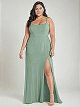 Alt View 2 Thumbnail - Seagrass Scoop Neck Convertible Tie-Strap Maxi Dress with Front Slit