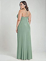 Alt View 3 Thumbnail - Seagrass Scoop Neck Convertible Tie-Strap Maxi Dress with Front Slit