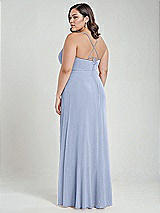 Alt View 3 Thumbnail - Sky Blue Scoop Neck Convertible Tie-Strap Maxi Dress with Front Slit