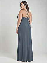 Alt View 3 Thumbnail - Silverstone Scoop Neck Convertible Tie-Strap Maxi Dress with Front Slit