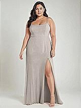 Alt View 2 Thumbnail - Taupe Scoop Neck Convertible Tie-Strap Maxi Dress with Front Slit