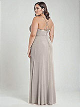 Alt View 3 Thumbnail - Taupe Scoop Neck Convertible Tie-Strap Maxi Dress with Front Slit