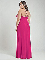 Alt View 3 Thumbnail - Think Pink Scoop Neck Convertible Tie-Strap Maxi Dress with Front Slit
