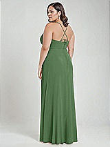 Alt View 3 Thumbnail - Vineyard Green Scoop Neck Convertible Tie-Strap Maxi Dress with Front Slit
