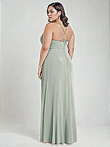 Alt View 3 Thumbnail - Willow Green Scoop Neck Convertible Tie-Strap Maxi Dress with Front Slit