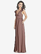 Side View Thumbnail - Sienna Deep V-Neck Ruffle Cap Sleeve Maxi Dress with Convertible Straps