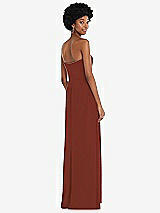 Rear View Thumbnail - Auburn Moon Strapless Sweetheart Maxi Dress with Pleated Front Slit 