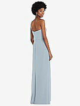 Rear View Thumbnail - Mist Strapless Sweetheart Maxi Dress with Pleated Front Slit 