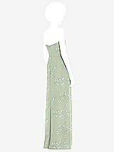 Rear View Thumbnail - Vintage Primrose Sage Strapless Sweetheart Maxi Dress with Pleated Front Slit 