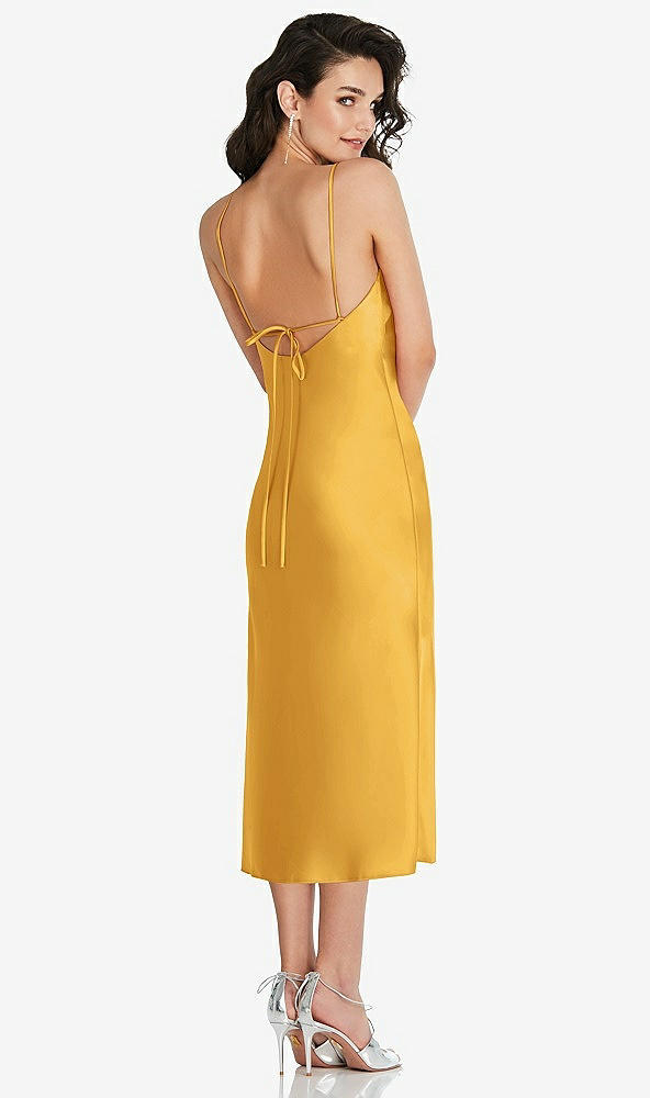 Back View - NYC Yellow Open-Back Convertible Strap Midi Bias Slip Dress