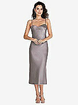 Front View Thumbnail - Cashmere Gray Open-Back Convertible Strap Midi Bias Slip Dress