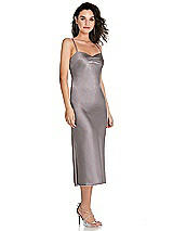 Side View Thumbnail - Cashmere Gray Open-Back Convertible Strap Midi Bias Slip Dress