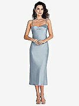 Front View Thumbnail - Mist Open-Back Convertible Strap Midi Bias Slip Dress