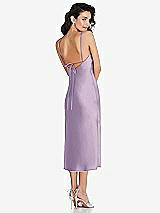 Rear View Thumbnail - Pale Purple Open-Back Convertible Strap Midi Bias Slip Dress