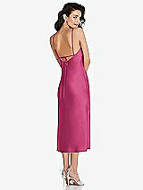 Rear View Thumbnail - Tea Rose Open-Back Convertible Strap Midi Bias Slip Dress
