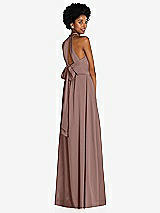 Rear View Thumbnail - Sienna Stand Collar Cutout Tie Back Maxi Dress with Front Slit