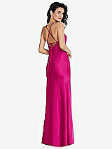 Rear View Thumbnail - Think Pink Open-Back Convertible Strap Maxi Bias Slip Dress