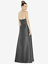 Rear View Thumbnail - Gunmetal Basque-Neck Strapless Satin Gown with Mini Sash