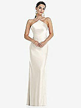 Front View Thumbnail - Ivory Diamond Halter Bias Maxi Slip Dress with Convertible Straps