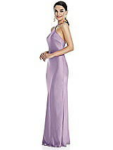 Side View Thumbnail - Pale Purple Diamond Halter Bias Maxi Slip Dress with Convertible Straps