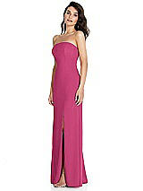 Side View Thumbnail - Tea Rose Strapless Scoop Back Maxi Dress with Front Slit