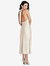 Rear View Thumbnail - Oat Scarf Tie High-Neck Halter Midi Slip Dress