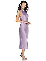 Side View Thumbnail - Pale Purple Scarf Tie High-Neck Halter Midi Slip Dress