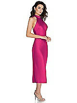 Side View Thumbnail - Think Pink Scarf Tie High-Neck Halter Midi Slip Dress