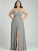 Alt View 1 Thumbnail - Chelsea Gray Adjustable Strap Wrap Bodice Maxi Dress with Front Slit 