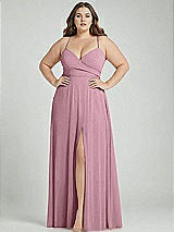 Alt View 1 Thumbnail - Dusty Pink Adjustable Strap Wrap Bodice Maxi Dress with Front Slit 